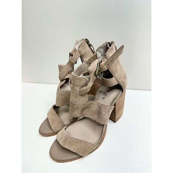 Indigo Nordstrom Sandals Womens Size 5.5 Tan Hinge Cora Block Heel Ankle Strap - Picture 2 of 8